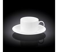 Wilmax WL-993006/2C Lot de 2 Tasses à thé et soucoupes en Porcelaine Blanc Capacité 160 ML
