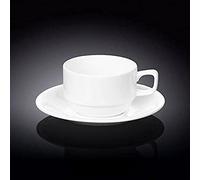 Wilmax WL-993008/AB Set de Tasses à thé et Soucoupe en Porcelaine Blanc Capacité 220 ML