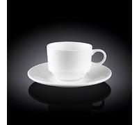 Wilmax WL-993039/AB Set de Tasses à thé et Soucoupe en Porcelaine Blanc Capacité 140 ML