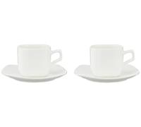Wilmax WL-993041/2C Lot de 2 Tasses à café et soucoupes en Porcelaine Blanc Capacité 90 ML