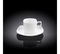 Wilmax WL-993041/6C Lot de 6 Tasses à café et soucoupes en Porcelaine Blanc Capacité 90 ML