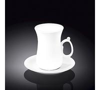 Wilmax WL-993087/6C Lot de 6 Tasses à thé et soucoupes en Porcelaine Blanc Capacité 120 ML