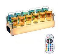WILON Plateau de 12 verres à shot LED en acrylique avec 7 lumières changeantes de couleur, trou de 3,8 cm, présentoir de verres à liqueur, plateau de service pour fête, bar, mariage, club