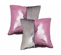 Wilson Gabor 2 housses de coussin carrées, coloris rose & argent, 40 x 40 cm