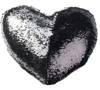 Wilson Gabor Coussin cœur paillettes et velours, coloris noir & argent