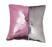 Wilson Gabor Housse de coussin carrée paillettes et velours, coloris rose & argent, 40 x 40 cm