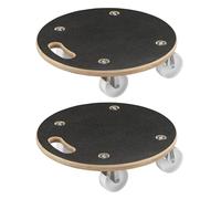 Wiltec 2X Chariot de Transport 380 x 110 mm Rond, Charge maximale 250 kg, Plateau en Bois avec 4 roulettes pivotantes