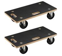 Wiltec 2x chariot de transport 575 x 290 x 144 mm, charge maximale 300 kg, plateau en bois avec 4 roulettes pivotantes