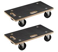 Wiltec 2X Chariot de Transport 575 x 290 x 144 mm, Charge maximale 300 kg, Plateau en Bois avec 4 roulettes pivotantes