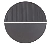 Wiltec Set 2x Plaque de gril BBQ semi-circulaire – 55 x 26,5 x 1,5 cm – en Fonte – Barbecue Charbon de bois ou à gaz – Grillade Cuisson – Terrasse Jardin Plancha – Viande Légumes Poisson