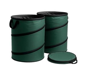 Wiltec 3x Sac à feuilles rond 100 l vert pop-up pliable 600D-Oxford-polyester collecte des déchets sac à gazon robuste déchets de jardin