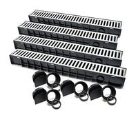 Wiltec 4x Caniveau - 1000 x 140 x 115 mm - Capacité de charge 1,5 t - avec Grille de recouvrement galvanisée - Drainage Eaux usées Rigole Évacuation Garage