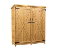 Wiltec Abri de Jardin - 1350 x 500 x 1540 mm - en Bois d’Épicéa - avec Toit en Bitume et 2 Portes - Cabane Remise pour Rangement Outils pour Jardin, Terrasse & Balcon