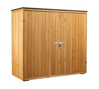 Wiltec Abri de jardin - 1360 x 580 x 1270 mm - en bois verni - avec Toit revêtu par PVC et 2 portes - Cabane Remise pour rangement o