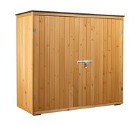 Wiltec Abri de jardin - 1360 x 580 x 1270 mm - en bois verni - avec Toit revêtu par PVC et 2 portes - Cabane Remise pour rangement o