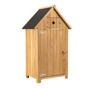 Wiltec Abri de jardin - 770 x 540 x 1370 mm - en bois d’Épicéa - avec Toit en bitume et 2 portes - Cabane Remise pour rangement outi