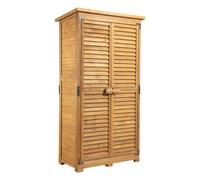 Wiltec Abri de Jardin avec Porte à lamelles 870 x 465 x 1 600 mm, Armoire de Jardin en Bois d'épicéa avec 3 Compartiments, abri à Outils avec Toit en Bitume