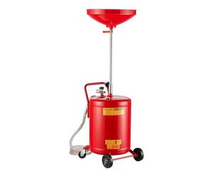 Wiltec Appareil Récupérateur d’huile Pneumatique Rouge Réservoir 68 L Hauteur réglable 98-157cm 4 Roues Vidange Huile usagée Chariot Récupération Huiles Nettoyage Accessoires Atelier Garage Automobile
