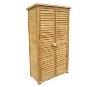 Wiltec Armoire de Jardin avec Portes en lamelles - 870 x 465 x 1600 mm - en Bois d'épicéa avec Toit bitumé - Jardinage Rangement Outils