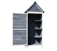 Wiltec Armoire de Jardin en Bois - Gris - 77 x 53 x 179 cm - avec Porte & Toit en Pente à pignon - avec Isolation bitumineuse - Jardinage Rangement Outils