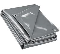 Wiltec Bâche de camion 5 x 7m Grise 650 g/m² Polyester Revêtement PVC Œillets inox 100cm Haute protection Vol UV Intempéries Moisi Étanche Solide Haute Résistante Couverture Sécurité routière