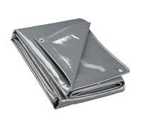 Wiltec Bâche de camion 5 x 9m Grise 650 g/m² Polyester Revêtement PVC Œillets inox 100cm Haute protection Vol UV Intempéries Moisi Étanche Solide Haute Résistante Couverture Sécurité routière