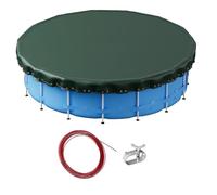 Wiltec Bâche de piscine ronde, Ø 420 cm, Couverture de piscine 2 en 1 en PE résistant aux UV, Pour été et hiver