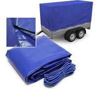 Wiltec Bâche de protection extérieure Bleue 2075x1140x900 mm pour Remorque Fermeture à glissière Courroie en caoutchouc Housse Hydrofuge Résistance Intempéries Anti-vol