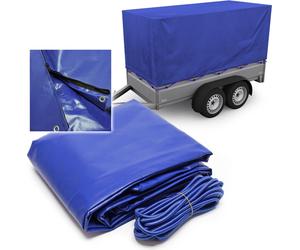 Wiltec Bâche de protection extérieure Bleue 2075x1140x900 mm pour Remorque Fermeture à glissière Courroie en caoutchouc Housse Hydrofuge Résistance Intempéries Anti-vol