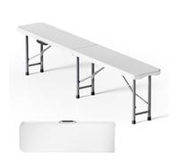 WilTec Banc de Camping Pliant, 1800 x 300 x 430 mm, 3 Places, en Acier et PE-HD, Banc léger pour Jardin extérieur Fête BBQ Barbecue Pique-Nique