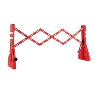 Wiltec Barrière extensible 200 cm en plastique, barrière à ciseaux avec bande réfléchissante, remplissable et pliable