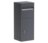 Wiltec Boîte à colis anthracite 410 x 380 x 1020 mm, boîte à colis pour la maison, réception privée de colis et petits paquets, boît