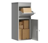 Wiltec Boîte à colis grise 410 x 380 x 1020 mm en acier avec revêtement en poudre Boîte aux lettres verrouillable pour la réception