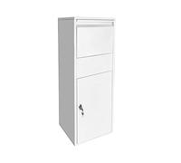 Wiltec Boîte à Colis verrouillable Blanche 460 x 450 x 1400 mm, Boîte aux Lettres sur Pied, pour Colis Taille S et L, Usage Domestique courrier
