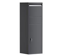 Wiltec Boîte à colis verrouillable gris anthracite 460 x 450 x 1400 mm, Boîte aux lettres sur pied, pour colis Taille S et L, Usage