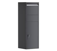 Wiltec Boîte à colis verrouillable gris anthracite 460 x 450 x 1400 mm, Boîte aux lettres sur pied, pour colis Taille S et L, Usage