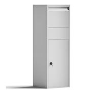 Wiltec Boîte à Colis verrouillable Gris argenté 460 x 450 x 1400 mm, Boîte aux Lettres sur Pied, pour Colis Taille S et L, Usage Domestique courrier