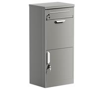 Wiltec Boîte à Colis verrouillable Grise 500 x 370 x 1120 mm, Boîte aux Lettres sur Pied, pour Colis Max. 150 x 400 x 400 mm, Usage Domestique courrier