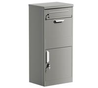 Wiltec Boîte à colis verrouillable grise 500 x 370 x 1120 mm, Boîte aux lettres sur pied, pour colis max. 150 x 400 x 400 mm, Usage
