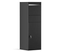 Wiltec Boîte à colis verrouillable noire 460 x 450 x 1400 mm, Boîte aux lettres sur pied, pour colis Taille S et L, Usage domestique