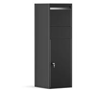 Wiltec Boîte à colis verrouillable noire 460 x 450 x 1400 mm, Boîte aux lettres sur pied, pour colis Taille S et L, Usage domestique