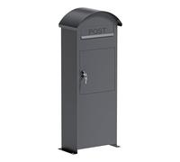 Wiltec Boîte aux lettres anthracite 420 x 240 x 1020 mm, boîte aux lettres sur pied à fixer au sol avec serrure, boîte aux lettres v