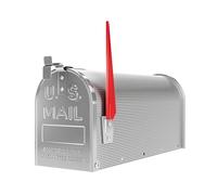 Wiltec Boîte aux Lettres Design Style américain, 150 x 513 x 223 mm, Couleur Gris argenté, Acier galvanisé, Boîte Postale US Mailbox avec Fanion Rouge