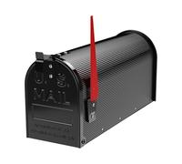Wiltec Boîte aux Lettres Design Style américain, 150 x 513 x 223 mm, Couleur Noire, Acier galvanisé, Boîte Postale US Mailbox avec Fanion Rouge