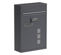 Wiltec Boîte aux lettres murale Anthracite pour courrier, 215 x 90 x 320 mm, Revêtement par poudre, avec Serrure à combinaison, fent