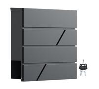 Wiltec Boîte aux Lettres Murale ou sur Pied Design & Porte-journaux V14, Verrouillable, Gris Anthracite, Acier galvanisé, 370 x 105 x 370 mm, Fente et clapet
