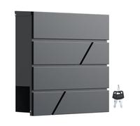 Wiltec Boîte aux Lettres Murale ou sur Pied Design & Porte-journaux V14, Verrouillable, Gris Anthracite, Acier galvanisé, 370 x 105 x 370 mm, Fente et clapet
