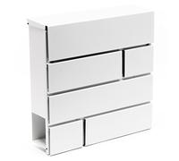 Wiltec Boîte aux Lettres Murale ou sur Pied Design & Porte-journaux V15, Verrouillable, Blanche, Acier galvanisé, 370 x 105 x 370 mm, Fente et clapet