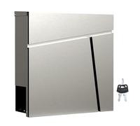 Wiltec Boîte aux Lettres Murale ou sur Pied Design & Porte-journaux V23, Verrouillable, Acier Inoxydable, 370 x 102 x 370 mm, Fente et clapet