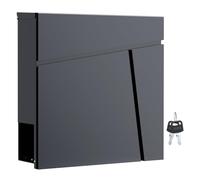 Wiltec Boîte aux Lettres Murale ou sur Pied Design & Porte-journaux V23, Verrouillable, Gris Anthracite, Acier galvanisé, 370 x 102 x 370 mm, Fente et clapet